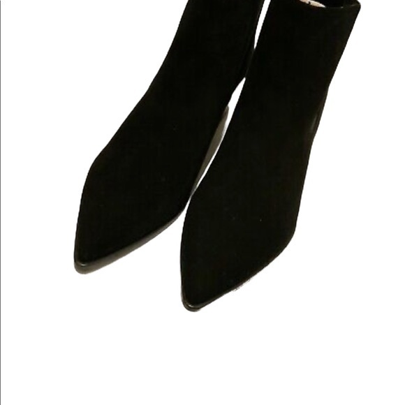 Nine West Honor Black Suede Chelsea Boots Pointed Toe Block Heel Ankle  Booties